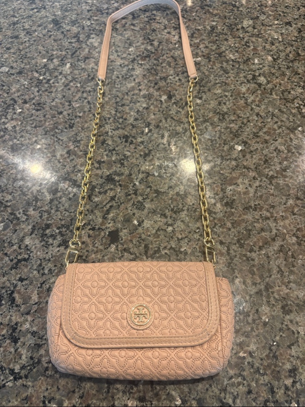 Tory Burch Blush Quilted Leather Chain Crossbody